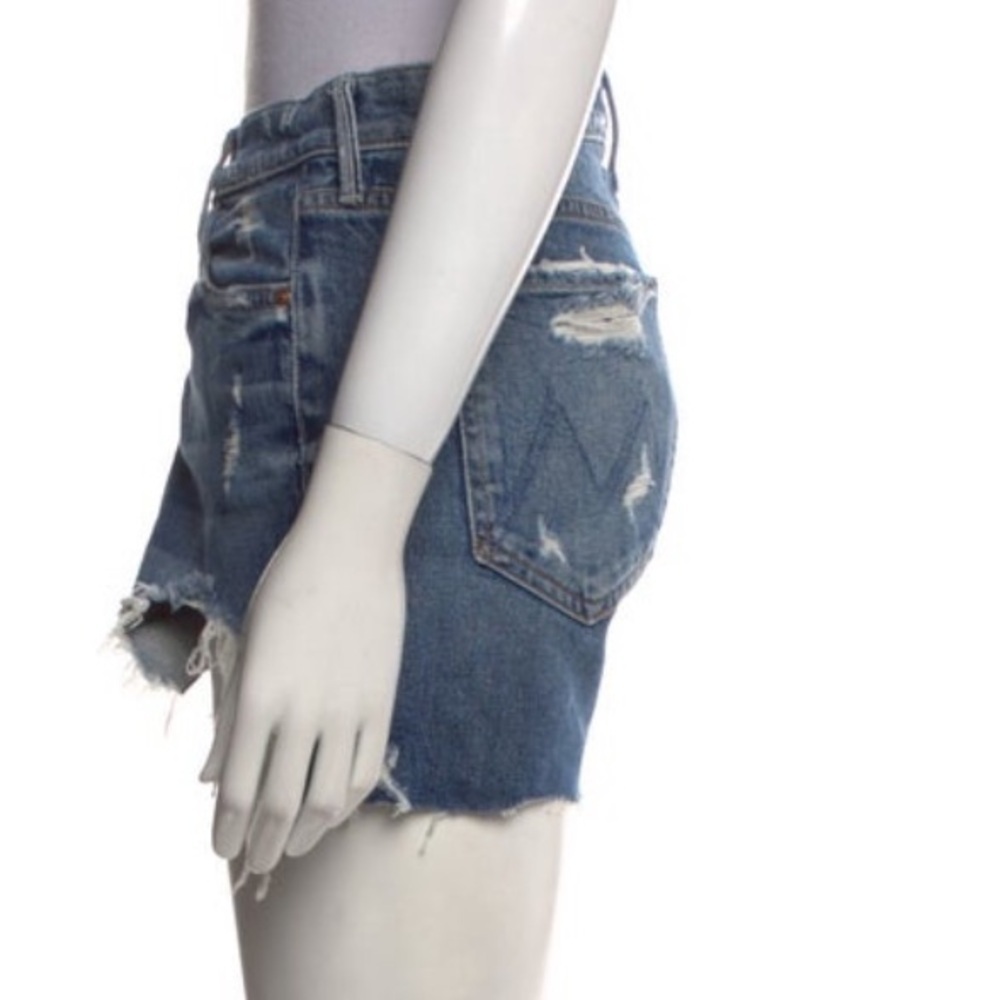 Mother Denim High Waisted Distressed Frayed Hem Denim Shorts 30 jeans - Picture 3 of 4